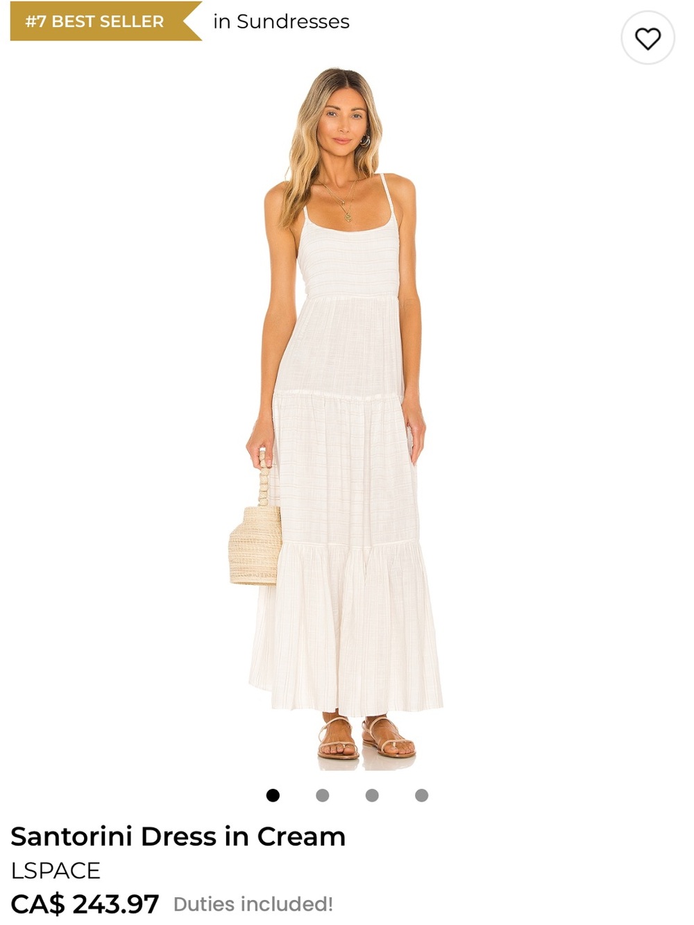 NWOT LSPACE Santorini Maxi Dress in Cream